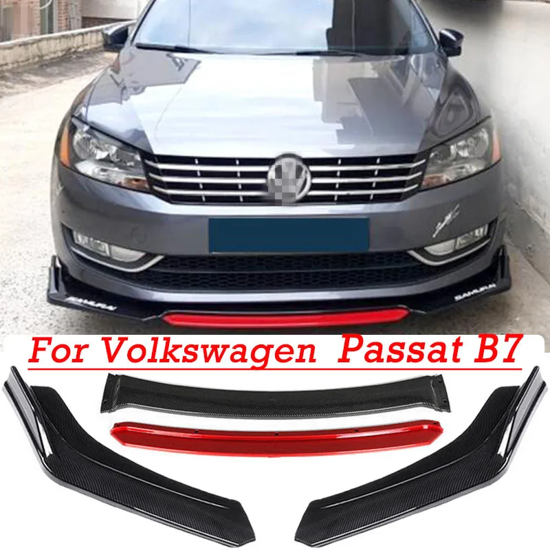JTSGHRZ for VW Passat B7 2012-2015,3PCS Car Front Bumper Splitter Lip Body Kit Spoiler Diffuser Guard Cover Trim 