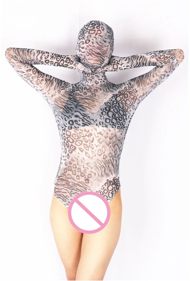 

(MS009) Lycra spandex pattern translucent catsuit elastic sexy unisex tights bodysuit