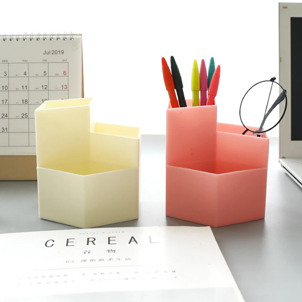 

Creative Pen Holder Combination Hexagon Simple Plastic Desktop Storage Box Student Office Stationery Ornanize Desk Supplies