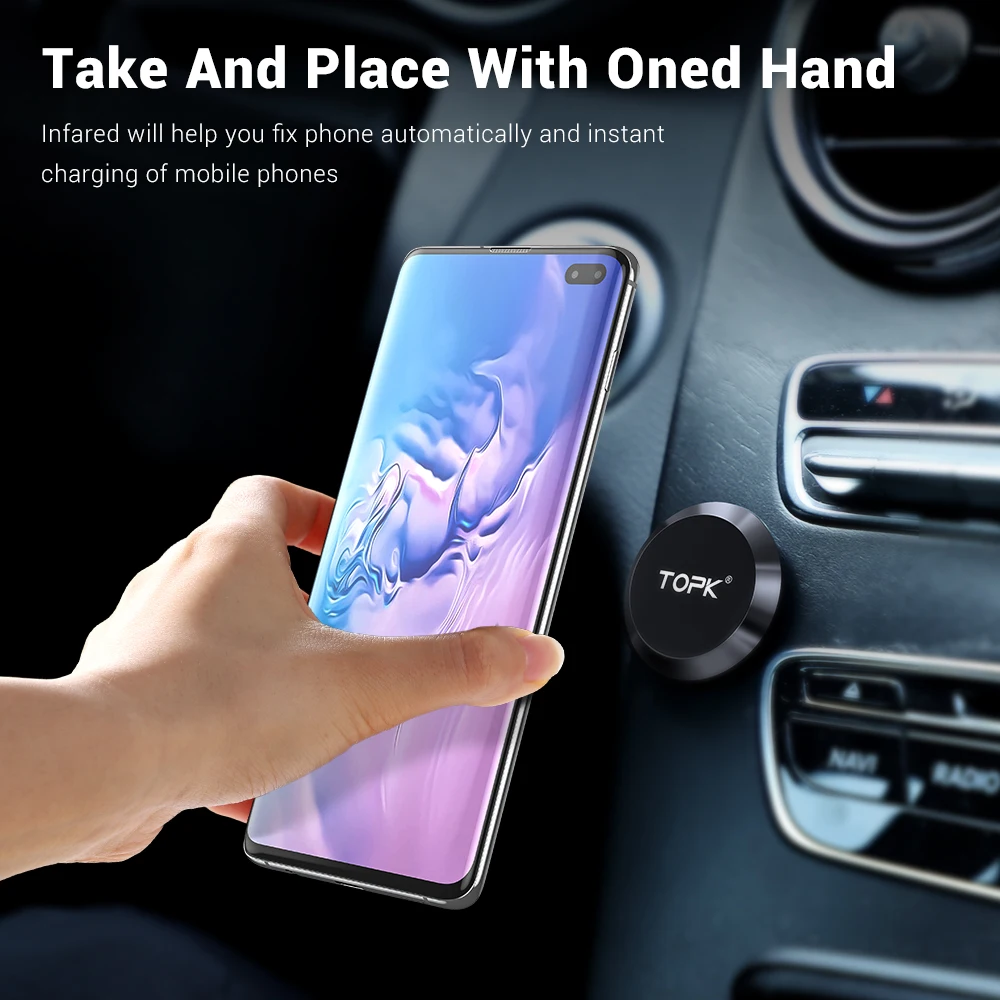 TOPK Universal Magnetic Car Phone Holder Cell Phone Stand Air Vent Mount  Magnet GPS Stand in Car For iPhone 11 Pro XR X Xiaomi - AliExpress