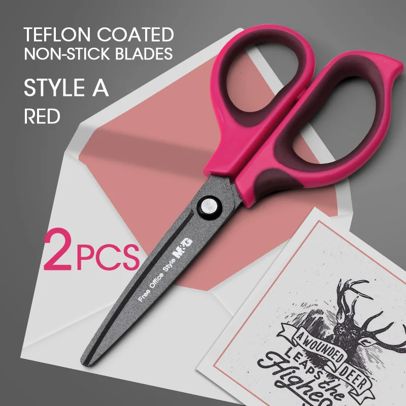 2pcs Red Style A Andstal черная технология антипригарные ножницы M& G тефлоновое покрытие лезвие ножниц для школы офисные принадлежности sissors ремесло канцелярские принадлежности - Цвет: 2pcs Red Style A