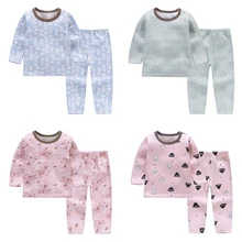 Oeak/детский комплект одежды из плотного бархата для мальчиков и девочек; теплая зимняя Пижама для малышей Костюм jammies комплект детской одежды из 2 предметов; нижнее белье; штаны