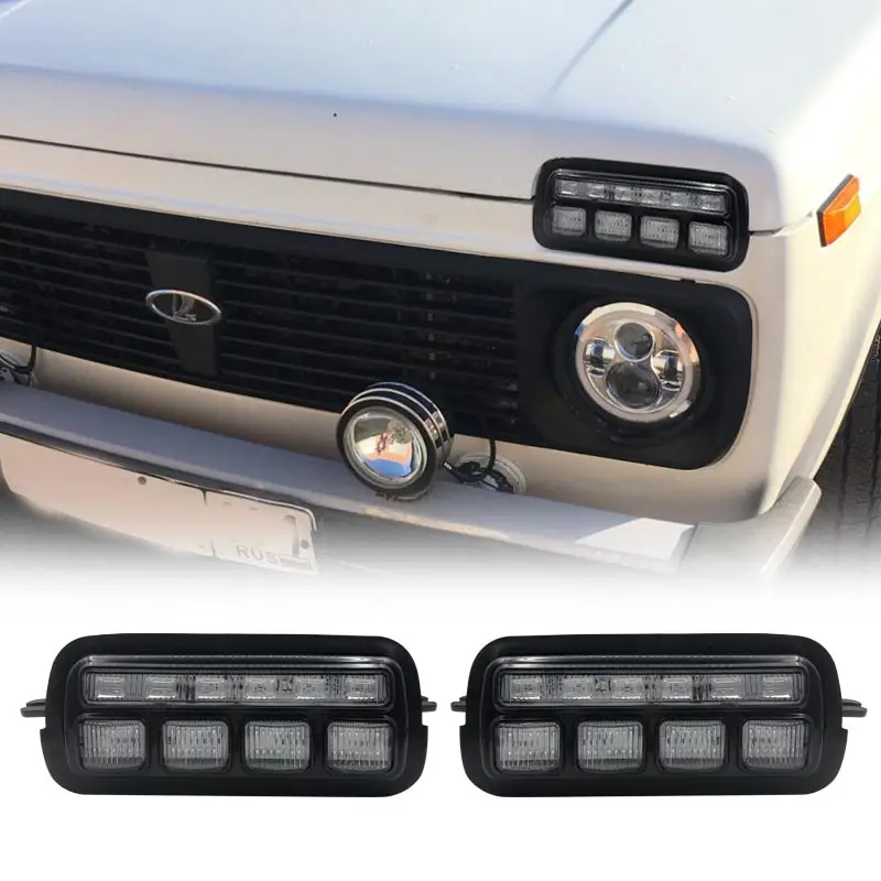

For Lada Niva 4X4 1995 LED DRL Lights With Running Turn Signal PMMA / ABS Plastic Function Accessories Car Styling Tuning
