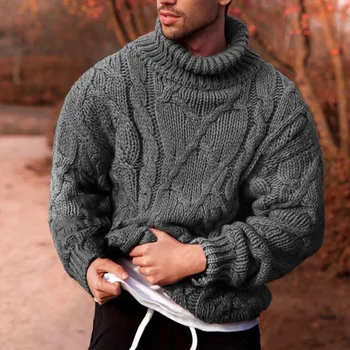 

Laamei Plus Size Sweater Men Turtleneck Thick Warm Mens Sweaters Wool Pullover High Turtle Neck Casual Male Sweter Pull Homme