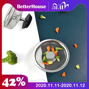 

Stainless Steel Sink Filter Waste Water Processor With Plug Water Drain Screen Kitchen Filter Mesh Bathroom Sink Accessories
