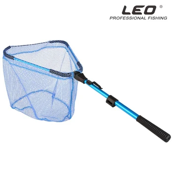 

Portable blue 2 section shrinking triangle dip net Folding Copy Fishing Nets Dip Landing Net