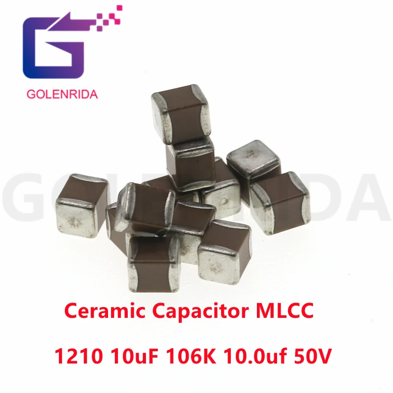 50pcs 1210 10uF 106K 10.0uf 50V X7R 10% SMD Ceramic Capacitor MLCC | Электронные компоненты и принадлежности