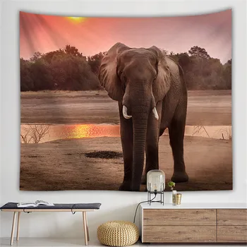 

Indian Elephant Tiger Tapestry Wall Hanging Large Fabric Decor Blanket Yoga Mat Animal Tapestry Beach Towel Carpet Wall Rug