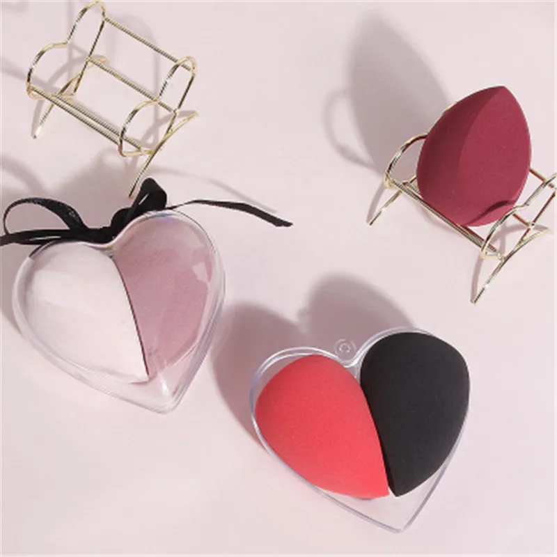 1/2pcs Makeup Sponge Heart-Shape Box Non-Latex Material Cosmetic Puff Powder Foundation Use Beauty Make Up Tools |
