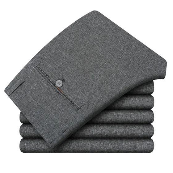 Grey Повседневные Прямые брюки, костюм, брюки для мужчин, Pantalon Hombre, высокое качество, модные летние мужские брюки, Классические деловые брюки - Цвет: Grey