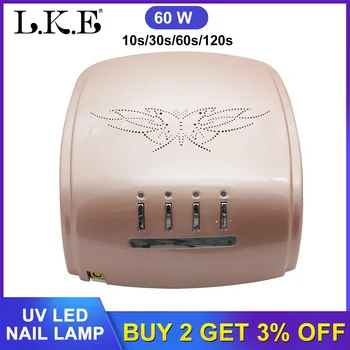 

LKE 2020 New Upgraded Red Light Rechargeable LED UV Nail Lamp Large Battery LCD Display Gel Polish Nail Art Light Dryer 60W Cord