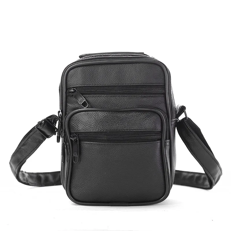 

Genuine Leather Men Multi-functional with Shoulder Strap Business Wallet Portable Handbag Purse