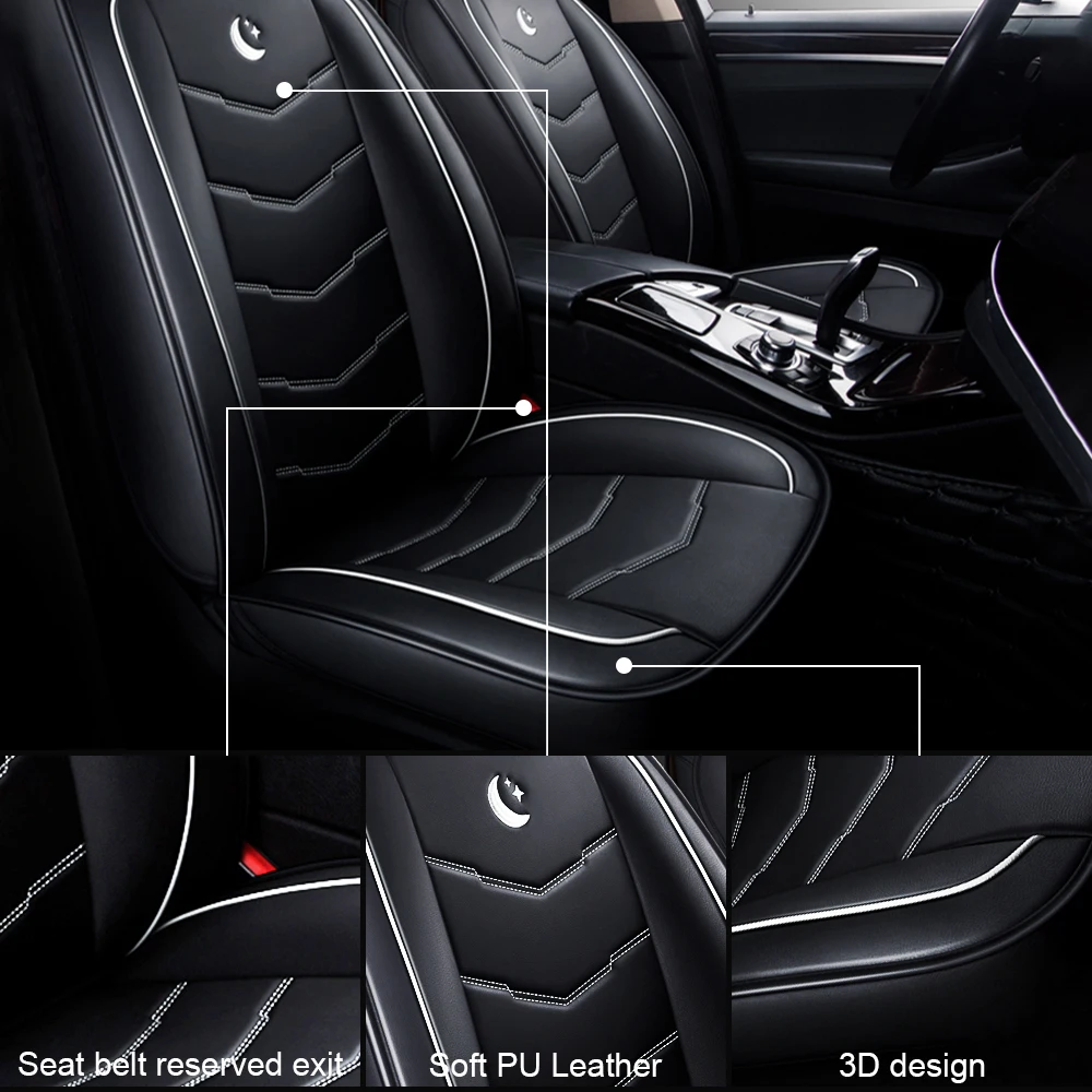 Universal Leather Car Seat Cover Full Set Cushion Protector Accessories for Peugeot 206 308 407 307 cc 508 5008 3008 208 301 107