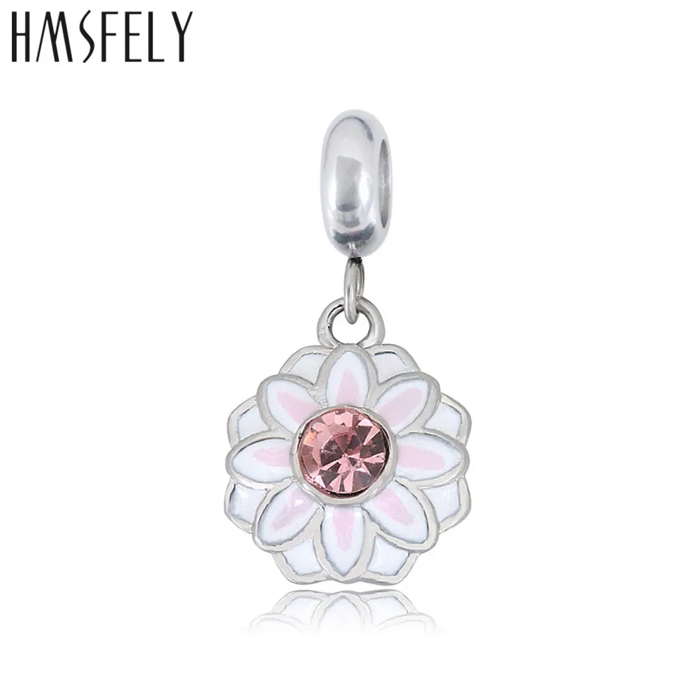 

HMSFELY 316L Stainless Steel Charm Crystal Daisy Flower Pendant For DIY Bracelet Necklace Jewelry Making Bracelets Accessories