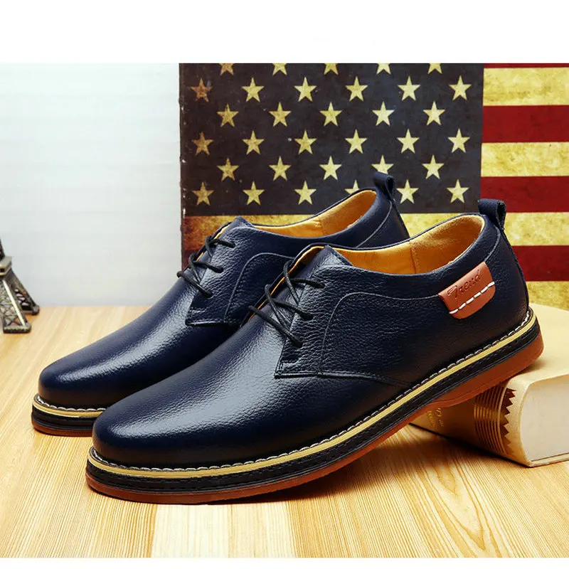 Men Office Shoes Black blue Lace Up Oxford Shoes Men Leather Dress