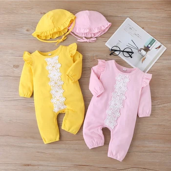 

Newborn Baby Boy Clothes Summer Onsie Romper Jumpsuits With Hat Unisex One Pieces rampers Infant Outfit