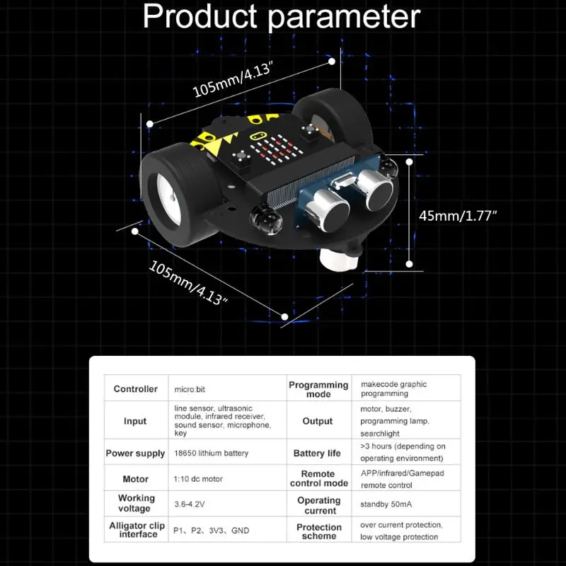 1 Набор микро: бит графическое Программирование робот Мобильная платформа умный автомобиль V4.0 поддержка линии патруль окружающий светильник аксессуары