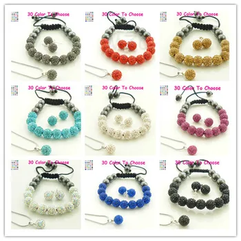 

Free Gift df2g Mixed 10mm AB Clay Silver Plated crystal Set Bracelet Stud Earring Necklace Jewelry Wholesale