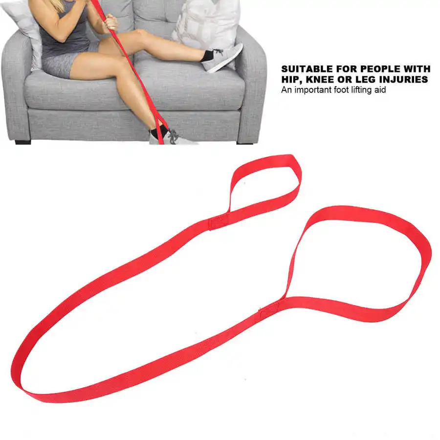 Red Leg Lifting Strap Leg Lifting Belt Bed Wheelchair Foot Lifting Moving Aid Helper Band for Injuries Elderly Disabled Patients