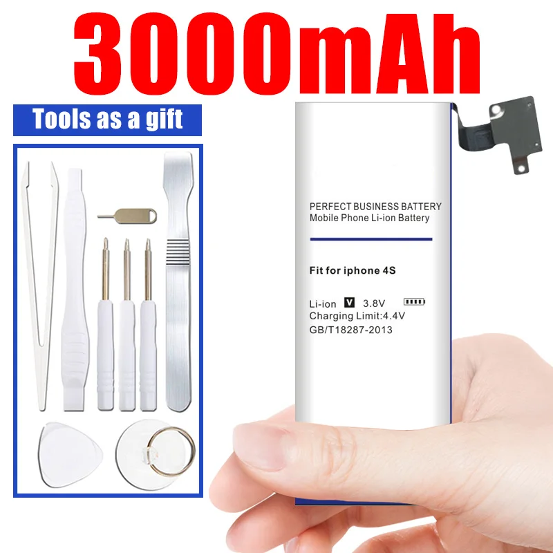 

High Capacity 3000mAh Battery For Apple iPhone 4S for iphone4S battery with machine tools
