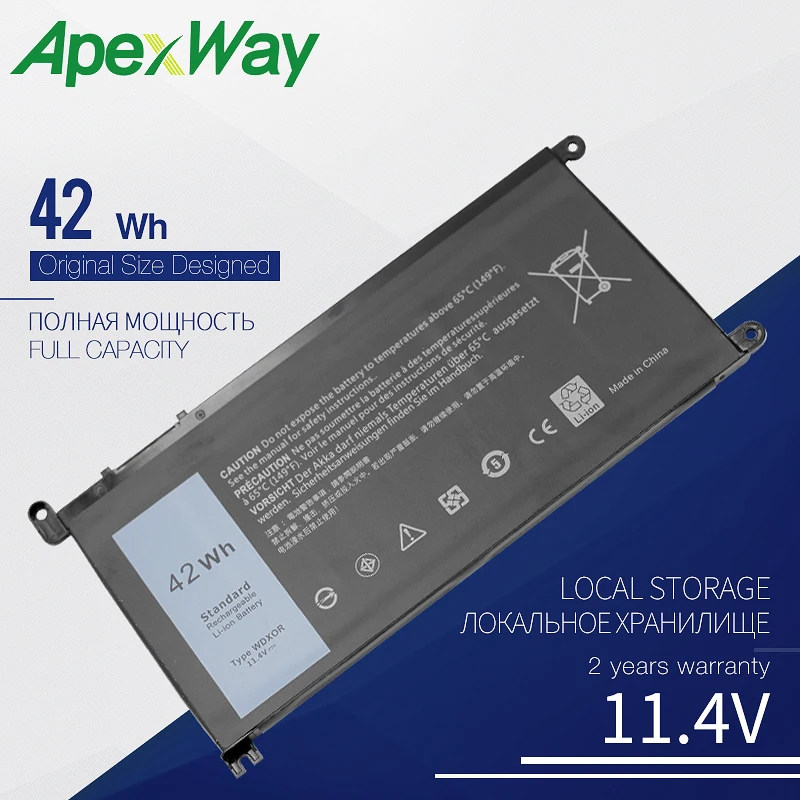 Аккумулятор для ноутбука Dell WDXOR WDX0R 3CRH3 T2JX4 INS 13MF 2505T 15MF 1508TA Inspiron VOSTRO 14 11 4 15 5468 5568 в 42