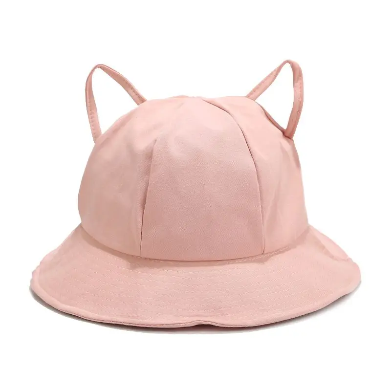 

2020 Fashion Beach Sun Hats For Kids Children Lovely Wide Brim Cartoon Cat Ear Straw Hat Boys Girls Summer Cap Sombrero One Size