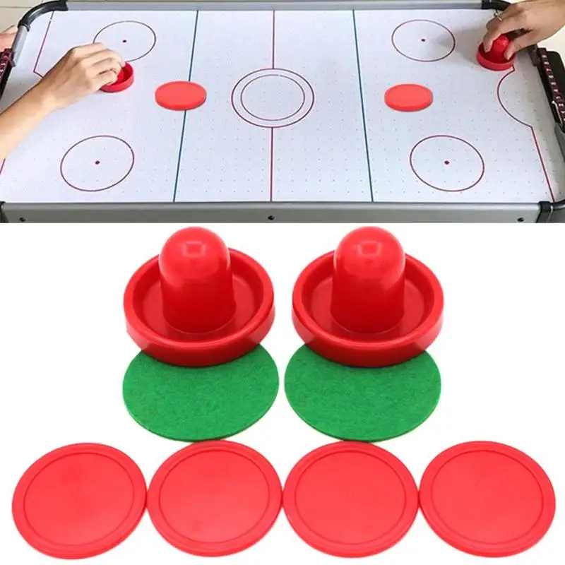6Pcs Self Stick Air Hockey Table Paddle Mallet Pusher Felt Pads Green 