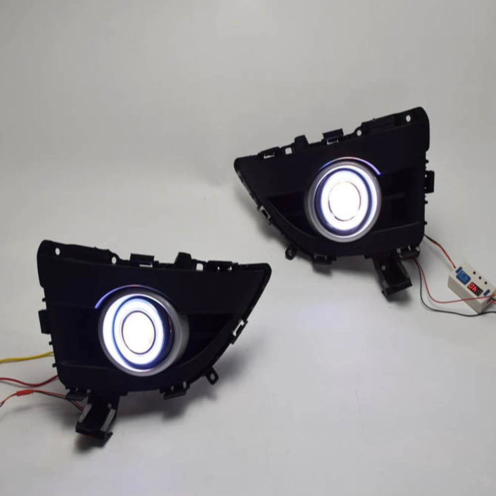 Angel Eye для Mazda 5 2008-2010 DRL Светодиодный дневной ходовой светильник, галогенный противотуманный светильник, объектив проектора и чехол для противотуманной фары
