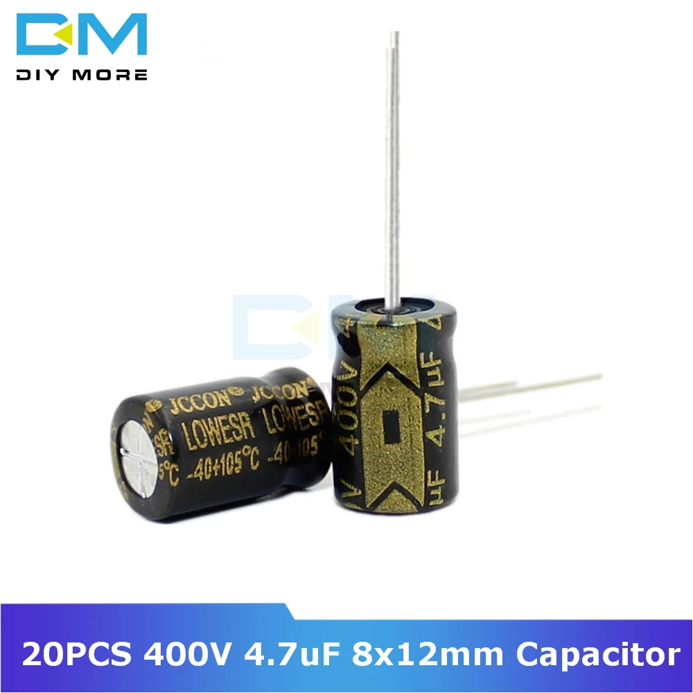 

20PCS 400V 4.7uF 8x12mm Aluminum Electrolytic Capacitor High Frequency Low impedance Through Hole Capacitor 8*12mm 8X12