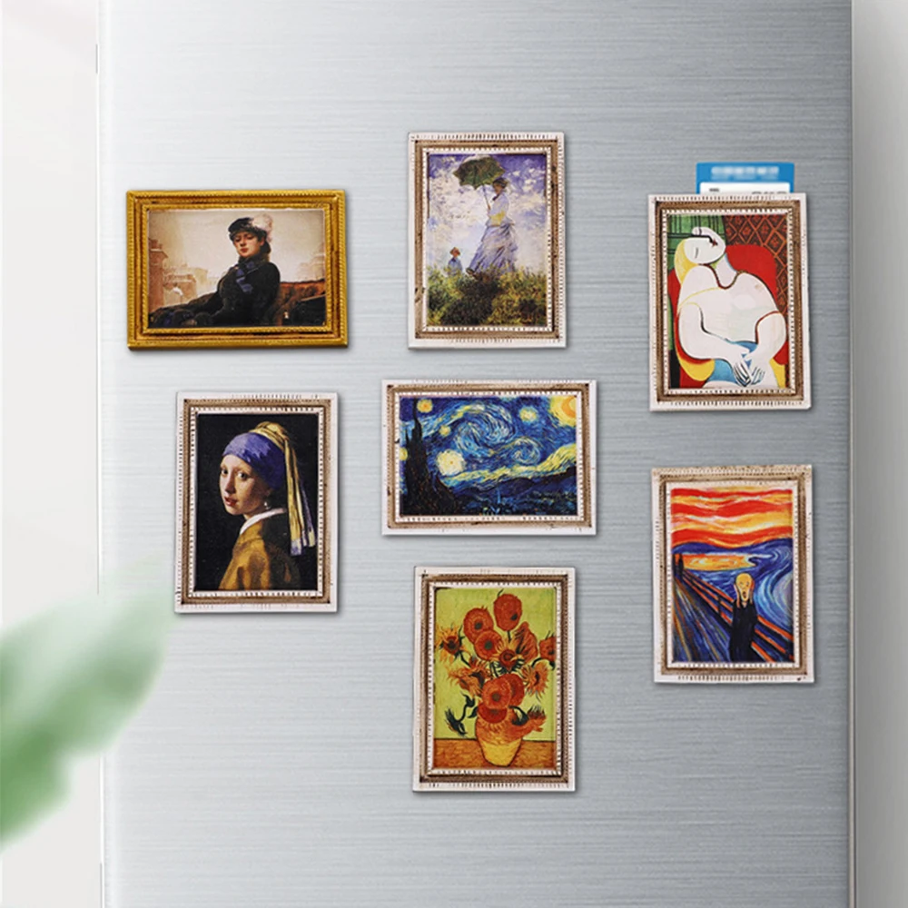 World Famous Painting Fridge Magnets With Frame Refrigerator Sticker