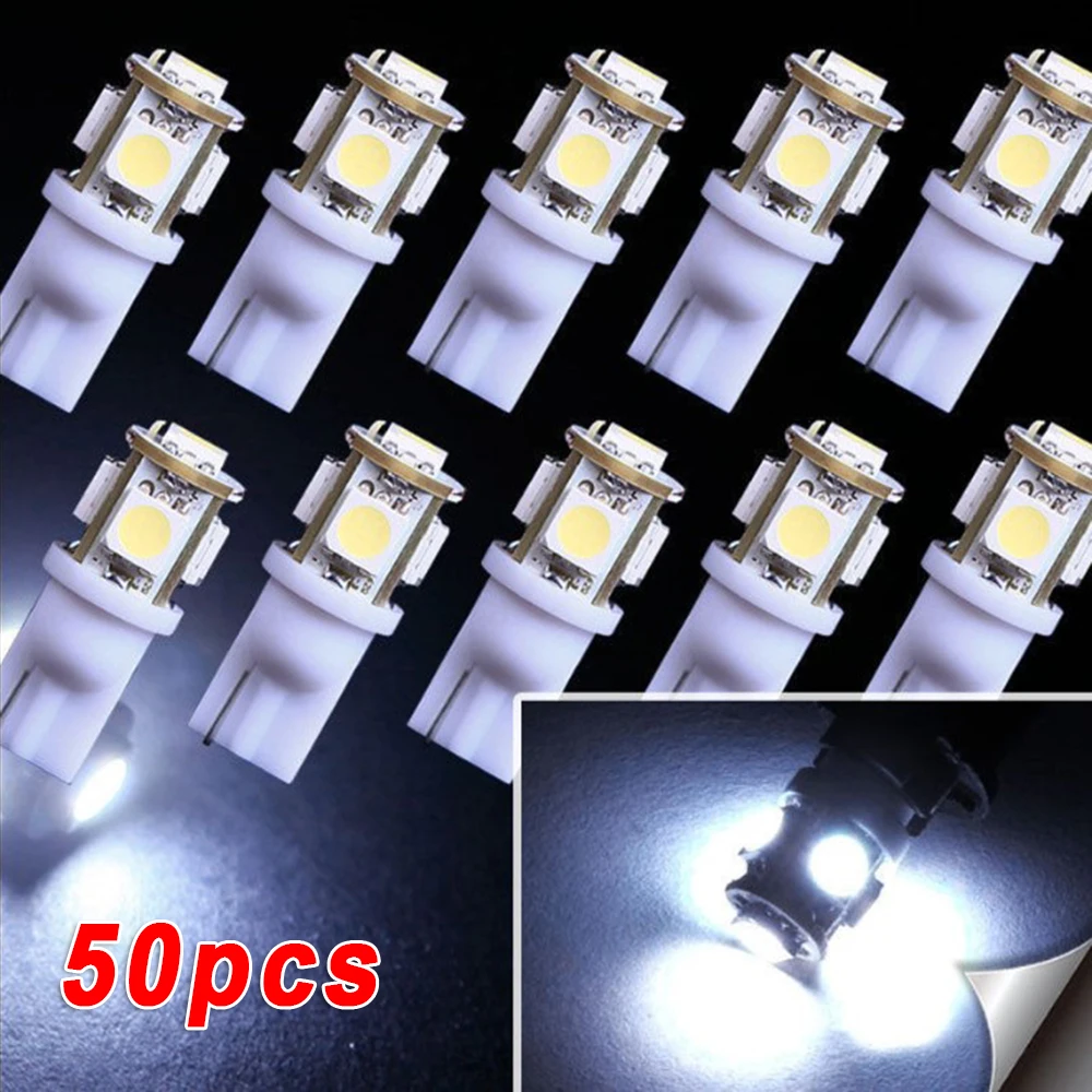 50 шт. супер белый T10 Клин 5 SMD 5050 W5W 194 168 2825 158 192 светодиодный лампы Грузовик светильник Системы светильник Инж