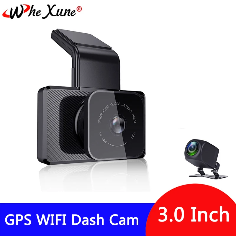 WHEXUNE 2019 новинка 3 дюйма автомобильная dvr камера wifi скорость N gps координаты Full HD 1080 | Отзывы и видеообзор