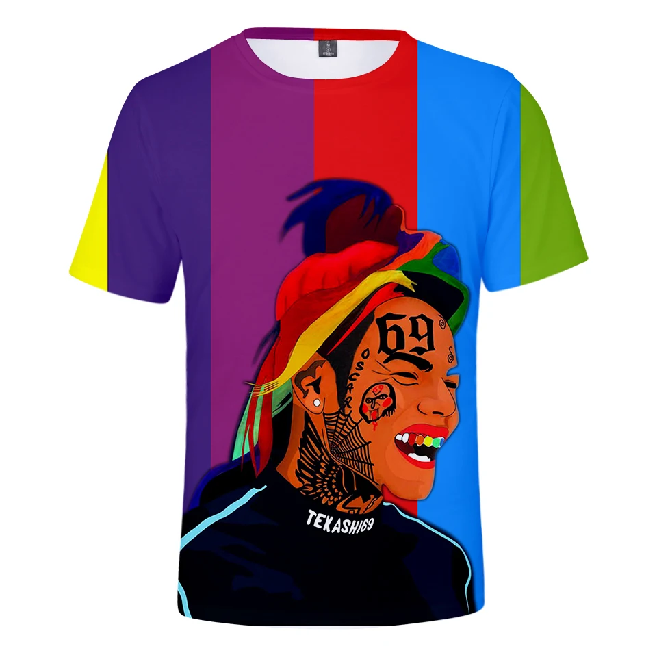 Футболка 6IX9INE для мужчин и женщин модная Повседневная Удобная рубашка с 3D
