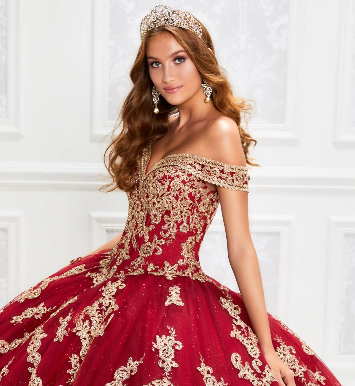 2020 красные Роскошные платья Quinceanera с открытыми плечами шикарные кружевные