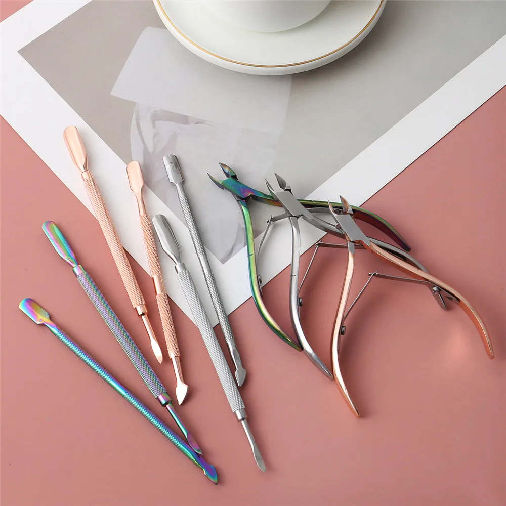 Pink Gold Cuticle Nipper and Pusher Set for Nail Care