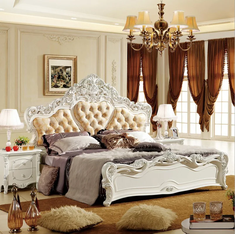 

high quality bed 2 people Fashion European French Carved bedside 1.8 m bed 4953