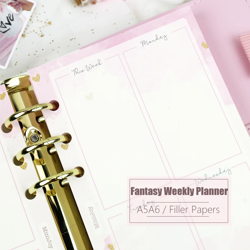 

MyPretties Fantasy Weekly Planner Refill Papers 40 Sheets A5 A6 Filler Papers for 6 Hole Binder Organizer Notebook Papers