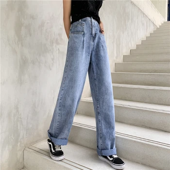 

Woman Jeans High Waist Clothes Wide Leg Denim Clothing Streetwear Vintage Quality 2020 Fashion Harajuku loose Straight Pants
