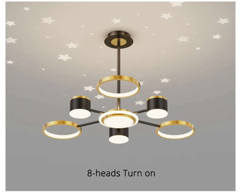 Nordic Chandelier Dining Room  Atmosphere Home Living Room Headlight Light Luxury Lamp star effect lights Romantic starry sky orb chandelier