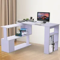 HOMCOM computer table wood desk office corner table swivel 360 °