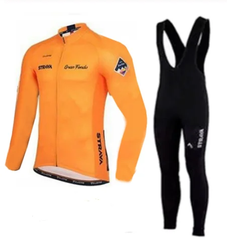 

2019 Strava Men's Cycling Jersey Long sleeve set MTB Bike Clothing Maillot Ropa Ciclismo Hombre Bicycle Wear 9D GEL bib pants