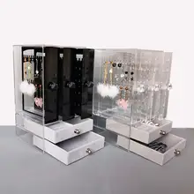 Пластиковая коробка-органайзер для ювелирных изделий, пыленепроницаемый держатель для ожерелья и сережек, стойка для хранения ювелирных изделий, коробка для хранения