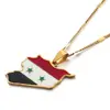 Stainless Steel Trendy Syria Map Flag Pendant Necklaces Syrians Map Women Jewelry 5