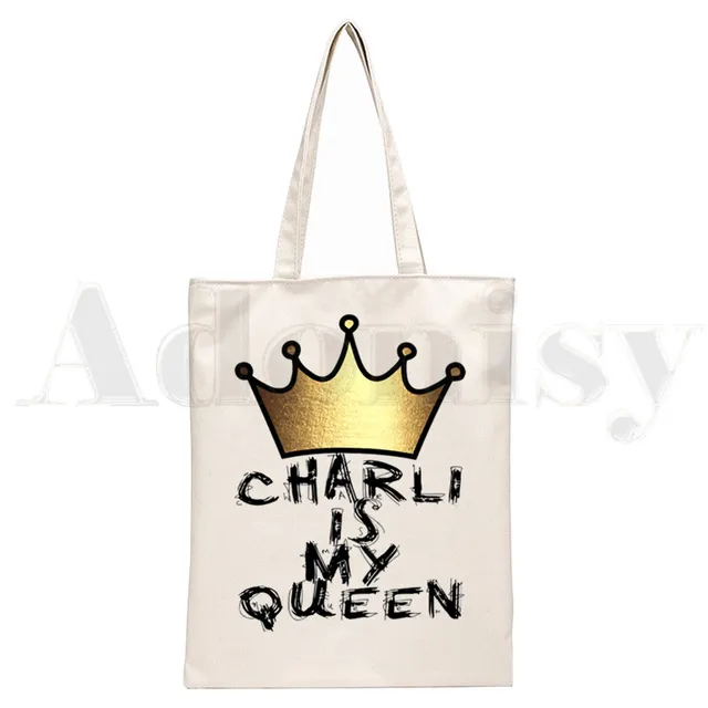 Ice Coffee Splatter Charli Damelio Harajuku Anime Handbags Shoulder Bags Casual Shopping Girls Handbag Women Elegant Canvas Bag M