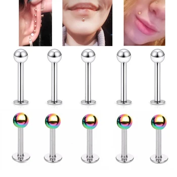 

10pcs/lot 16G Surgical Steel Gold Labret Ring Lip Piercing Ear Cartilage Lip Earrings Piercing Ombligo Ear Piercing Body Jewelry