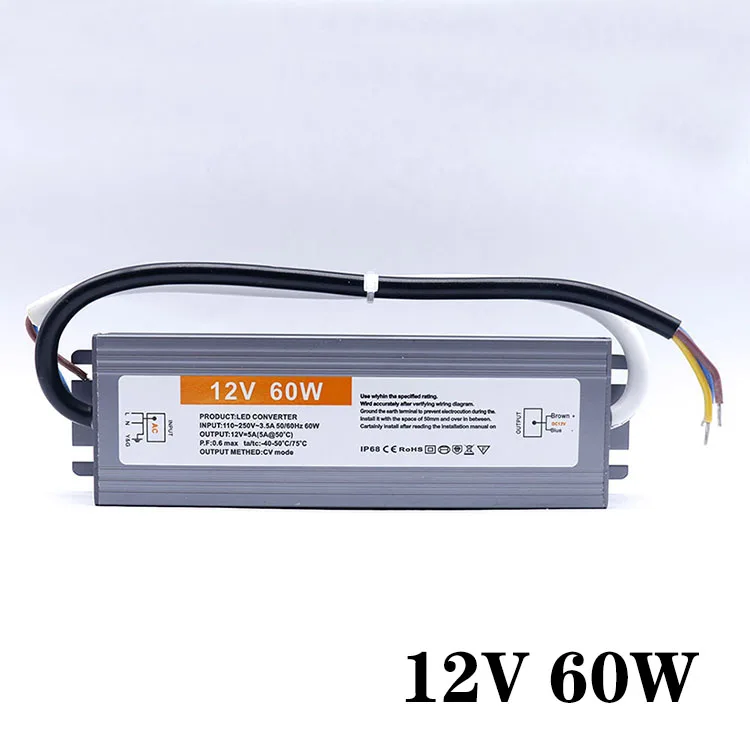 12V 60W 60 Вт 80 Вт 100 Вт 150 Вт 110 В 220 В до 12 в светодиодный водонепроницаемый ультратонкий светодиодный трансформатор питания драйвера для рекламы световая полоса - Цвет: 12V 60W
