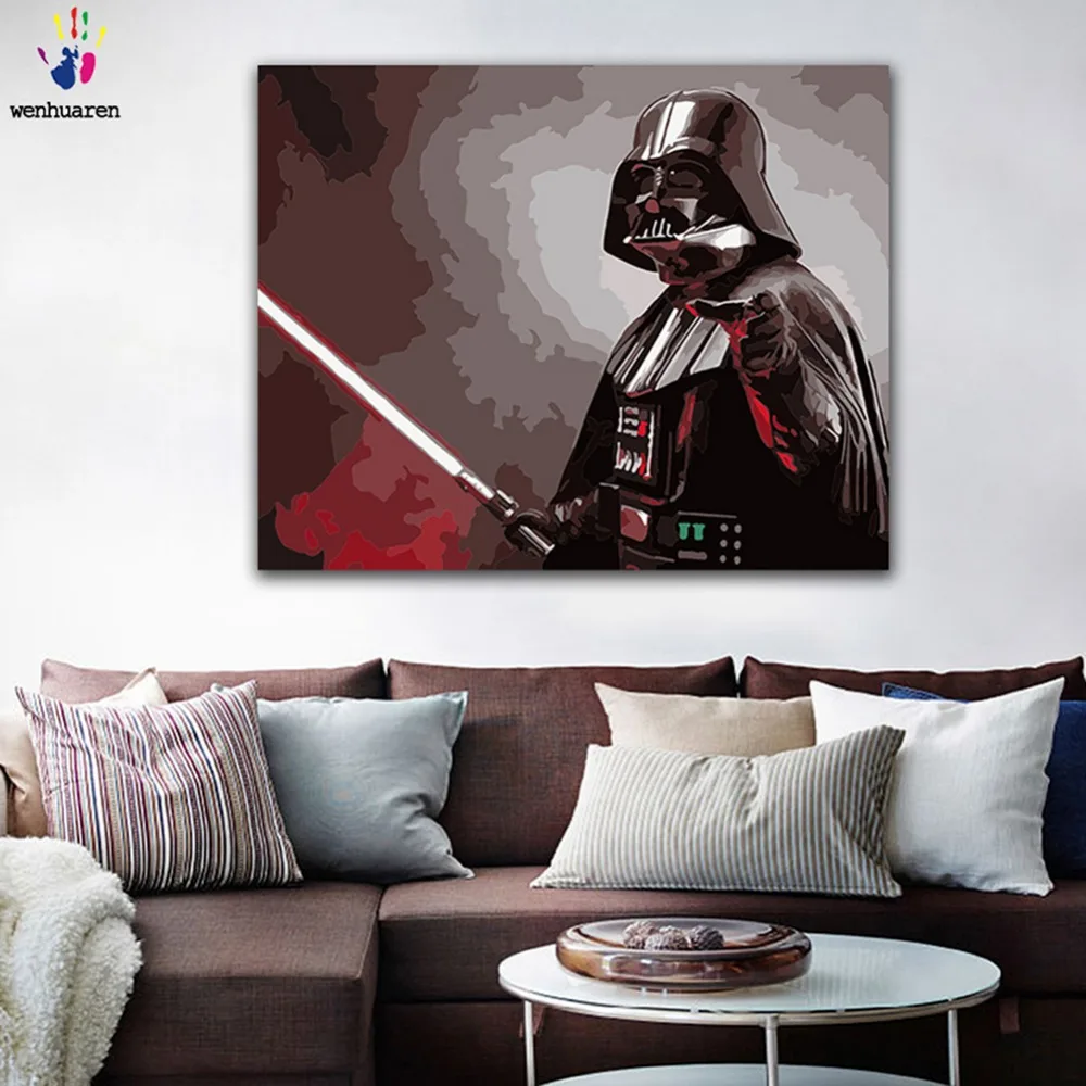 DIY Painting by numbers Star Wars Darth Vader Darth Revan picture coloring paints by numbers with kits for wall decor