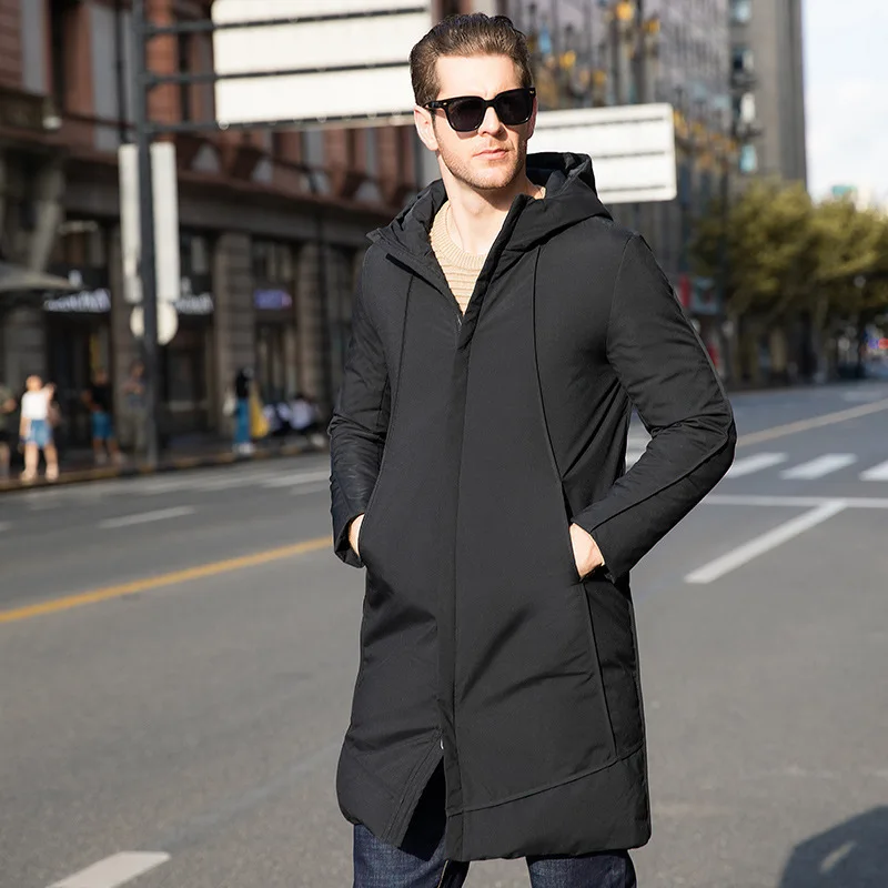 Mens Clothing Coats Long coats and winter coats Sealup Cotton Overcoat in Black for Men 