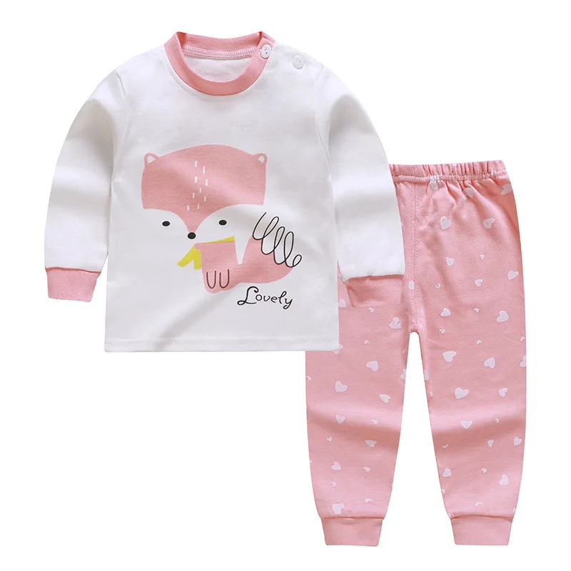Новые детские пижамные комплекты для мальчиков и девочек Милая футболка с длинными рукавами и принтом с героями мультфильмов топы и штаны осенняя одежда для сна для малышей - Color: Style 27