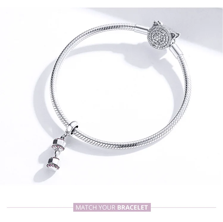Fit Pandora браслет Шарм ожерелье кулон бусины-гантели 925 стерлингового серебра оригинальные модные ювелирные изделия подарок